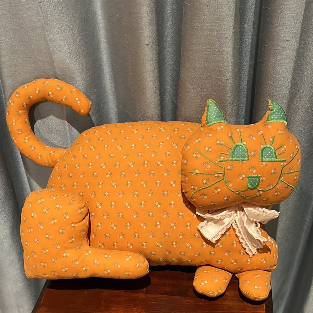 HOST PICK! Handmade Cat Plush Toy Orange Calico Fabric. Perfect fall decor.